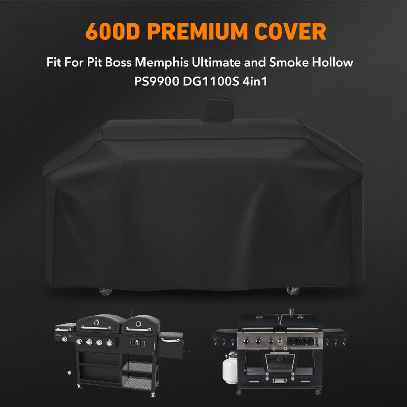 ZBXFCSH Heavy-Duty 600D Grill Cover Compatible with Pit Boss Memphis Ultimate and Smoke Hollow PS9900 DG1100S 4in1 Combo Grill Cover GC7000 Gas/Charcoal Grill - Image 3